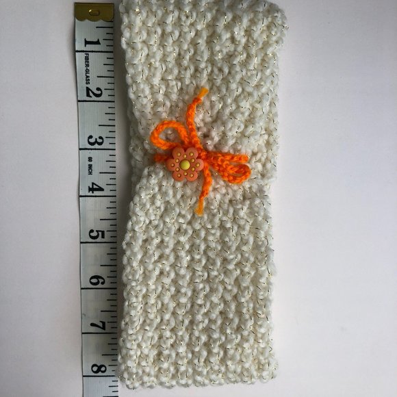 Knitted headband, ear warmer with flower button - Picture 4 of 8